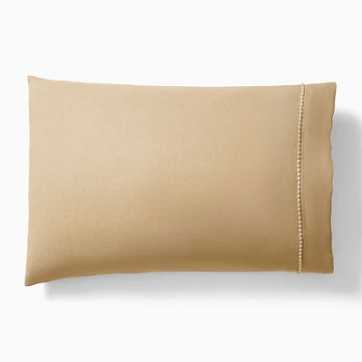 Euro Linen Pom Standard  Pillowcase, White