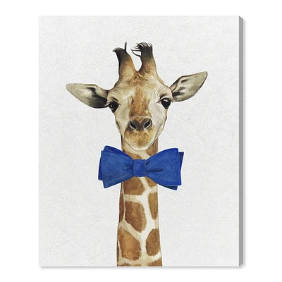 Bowtie Giraffe White 16x20 Canvas Wall Art