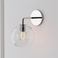 Sculptural Sconce Canopy, Globe Mini, Clear, Matte Black,  6.5"