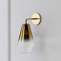 Sculptural Sconce, Geo Small, Milk, Chrome, 7"