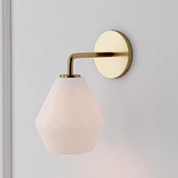 Sculptural Sconce, Geo Small, Milk, Chrome, 7"