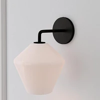 Sculptural Sconce, Geo Small, Milk, Chrome, 7"