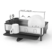 Simplehuman Kitchen Dish Rack, Fingerprint-Proof Stainless Steel Frame/Gray Plastic