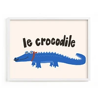 French Crocodile, White Wood Frame, 14"x11"