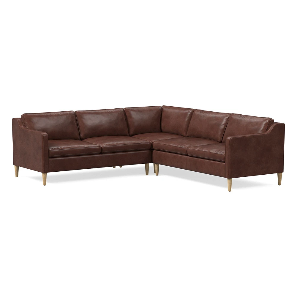 Hamilton 88" 3-Piece Sectional, Ludlow Leather, Gray Smoke, Almond