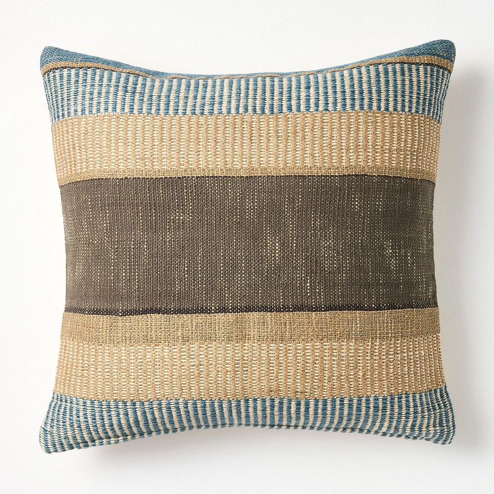 Bold Center Mixed Stripe Pillow Cover, 20"x20", Terracotta