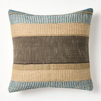 Bold Center Mixed Stripe Pillow Cover, 20"x20", Terracotta