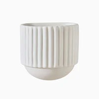 Fluted Ceramic Wallscape Planter, Small, 4.3"W x 3.5"D 4.3"H, Black