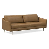 Sloane 86" Sofa, Saddle Leather, Nut, Champagne Bronze