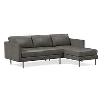 Axel 91" Left 2-Piece Chaise Sectional, Saddle Leather, Nut, Metal