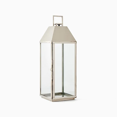 Modern A Frame Lanterns, Lantern, Polished Nickel, Metal, Medium