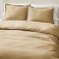 European Flax Linen Ruffle Full/Queen Duvet, Slate Melange