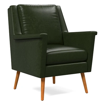 Carlo Mid-Century Chair, Poly, Saddle Leather, Nut, Pecan