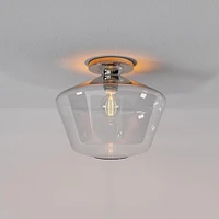 Sculptural Flush Mount Antique Brass Clear Glass Geo  (7")