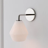 Sculptural Sconce, Geo Small, Milk, Chrome, 7"