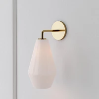 Sculptural Sconce, Geo Small, Milk, Chrome, 7"