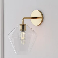 Sculptural Sconce, Geo Small, Milk, Chrome, 7"