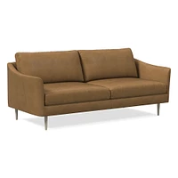 Sloane 86" Sofa, Saddle Leather, Nut, Champagne Bronze