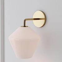 Sculptural Sconce, Geo Small, Milk, Chrome, 7"