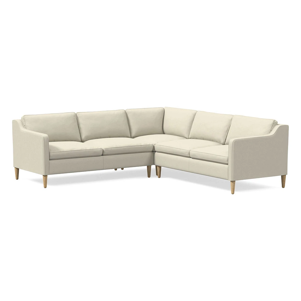 Hamilton 88" 3-Piece Sectional, Ludlow Leather, Gray Smoke, Almond