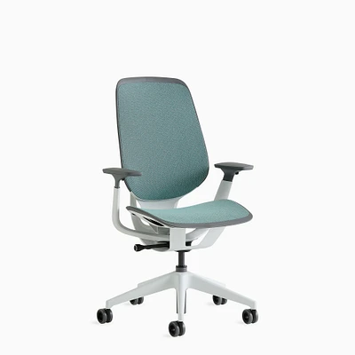 Steelcase Karman with Seagull Frame Intermix Opaque Peacock Hard Casters No Lumbar HWDP Arms