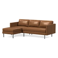 Axel 91" Left 2-Piece Chaise Sectional, Saddle Leather, Nut, Metal
