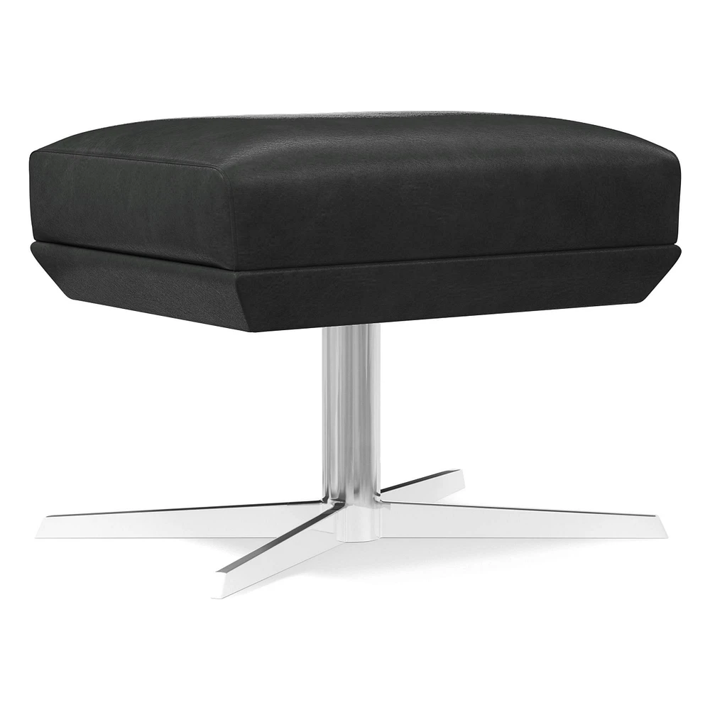 Austin Swivel Ottoman, Poly, Saddle Leather, Nut, Dark Bronze