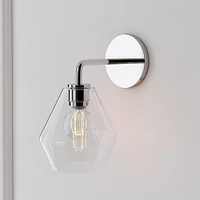 Sculptural Sconce, Geo Small, Milk, Chrome, 7"