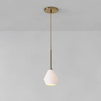 Sculptural Glass Geo Pendant, 7", Clear Shade, Brass Canopy