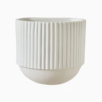 Fluted Ceramic Wallscape Planter, Small, 4.3"W x 3.5"D 4.3"H, Black