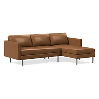 Axel 91" Left 2-Piece Chaise Sectional, Saddle Leather, Nut, Metal