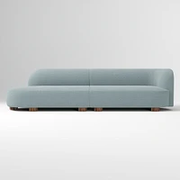 Laurent 122.5" 2-Piece Bumper Sofa, Left-Arm 2 Seater Right-Arm Performance Yarn Dyed Linen Weave, Alabaster, Blonde