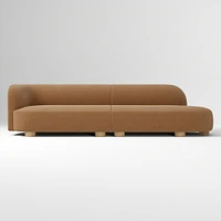 Laurent 122.5" 2-Piece Bumper Sofa, Left-Arm 2 Seater Right-Arm Performance Yarn Dyed Linen Weave, Alabaster, Blonde