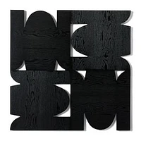 Frameless Geometric Wood Wall Art, Black, 39x39