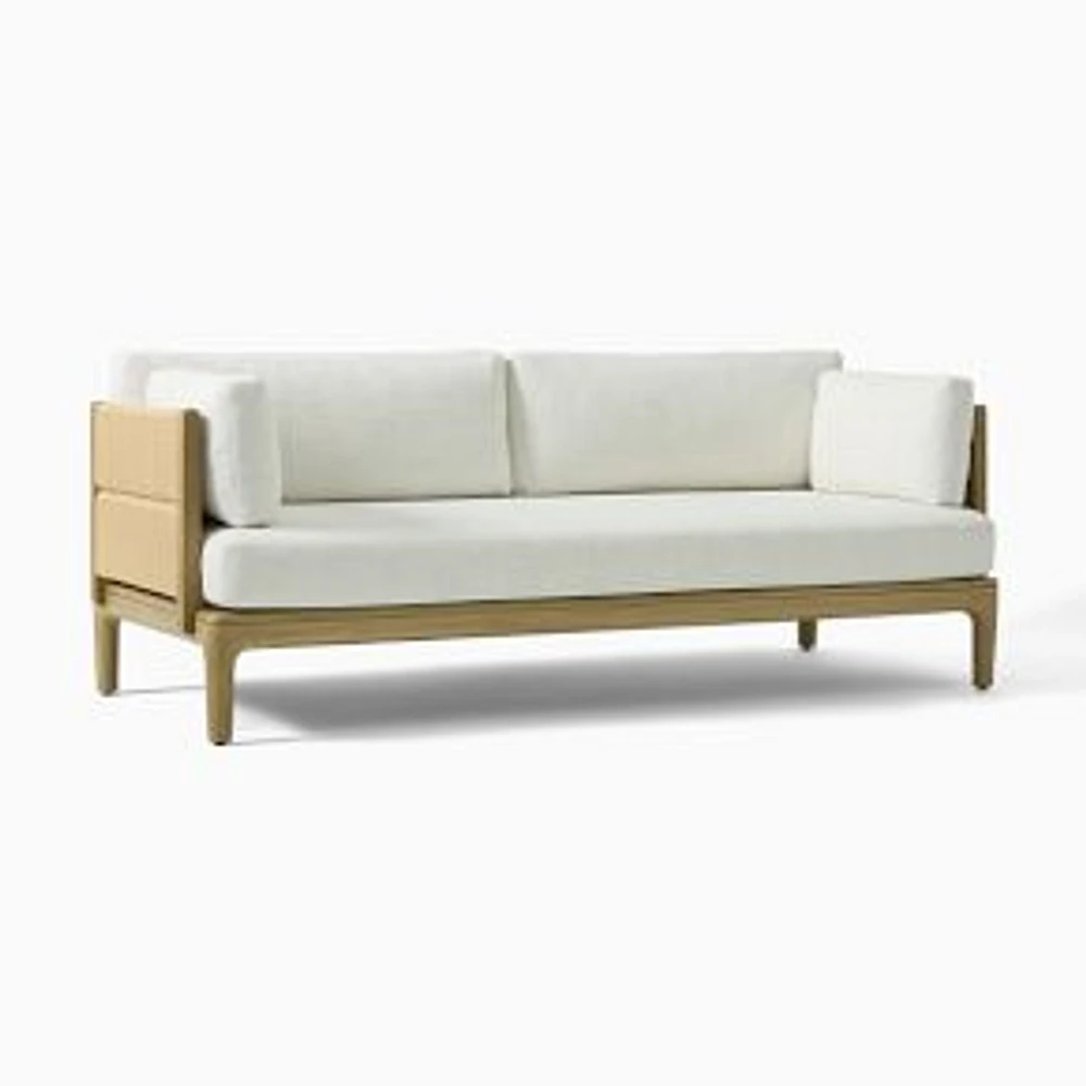 Catalina Outdoor 76" Sofa, Reef Wicker, Natural Slub Weave, Shore