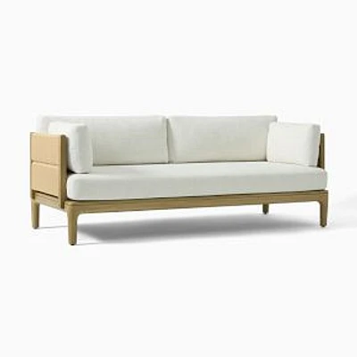 Catalina Outdoor 76" Sofa, Reef Wicker, Natural Slub Weave, Shore