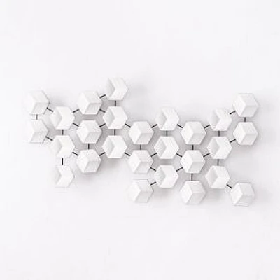 Geometric Ceramic Tile Art, White, Large