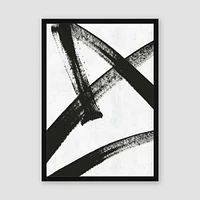 Abstract Ink Brush Framed Wall Art, Double X, 29" X 40"