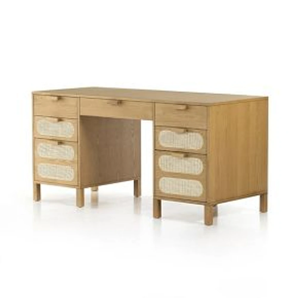 Marcy 63" Executive Desk, Honey Oak