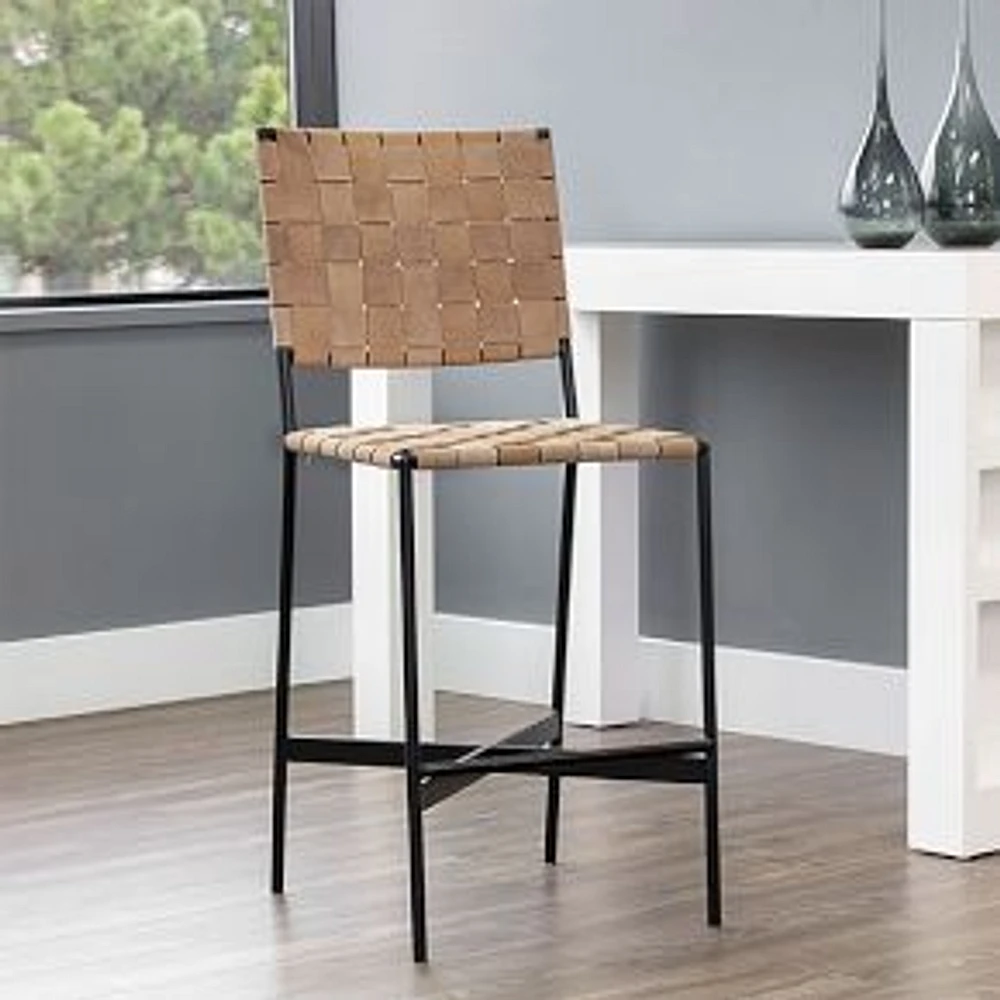 Savita Leather Counter Stool, Light Tan