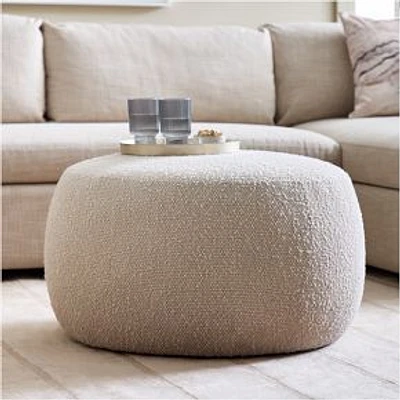 Cobble Ottoman Medium Poly Yarn Dyed Boucle Alabaster Concealed Support