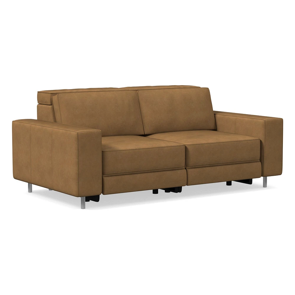 Axel Motion 78" Sofa, Saddle Leather, Nut, Dark Bronze