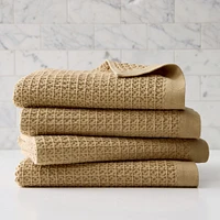 Plush Waffle Towel, Camel, Set of 4 (4 Bath Towels)