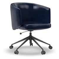 We Crescent Collection Dark Bronze Office Chair Ludlow Leather Navy