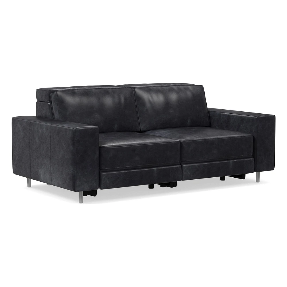 Axel Motion 78" Sofa, Saddle Leather, Nut, Dark Bronze