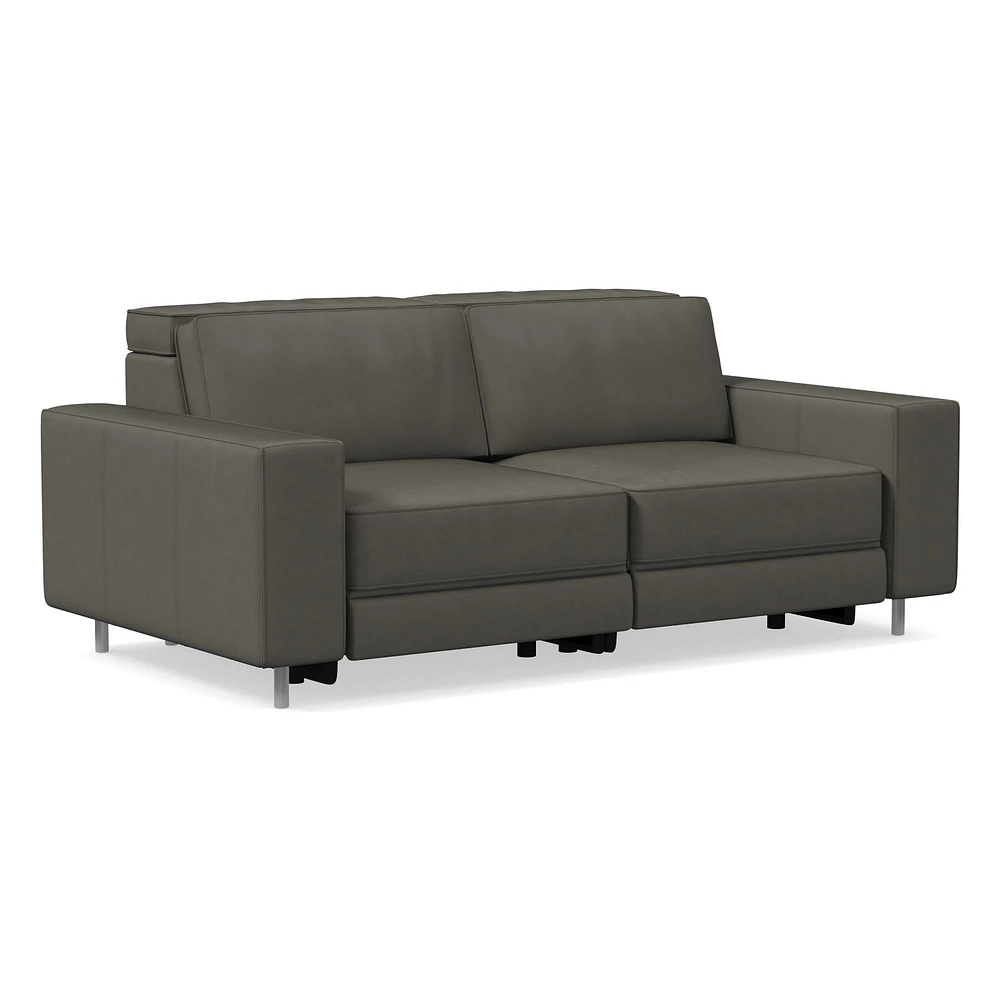 Axel Motion 78" Sofa, Saddle Leather, Nut, Dark Bronze