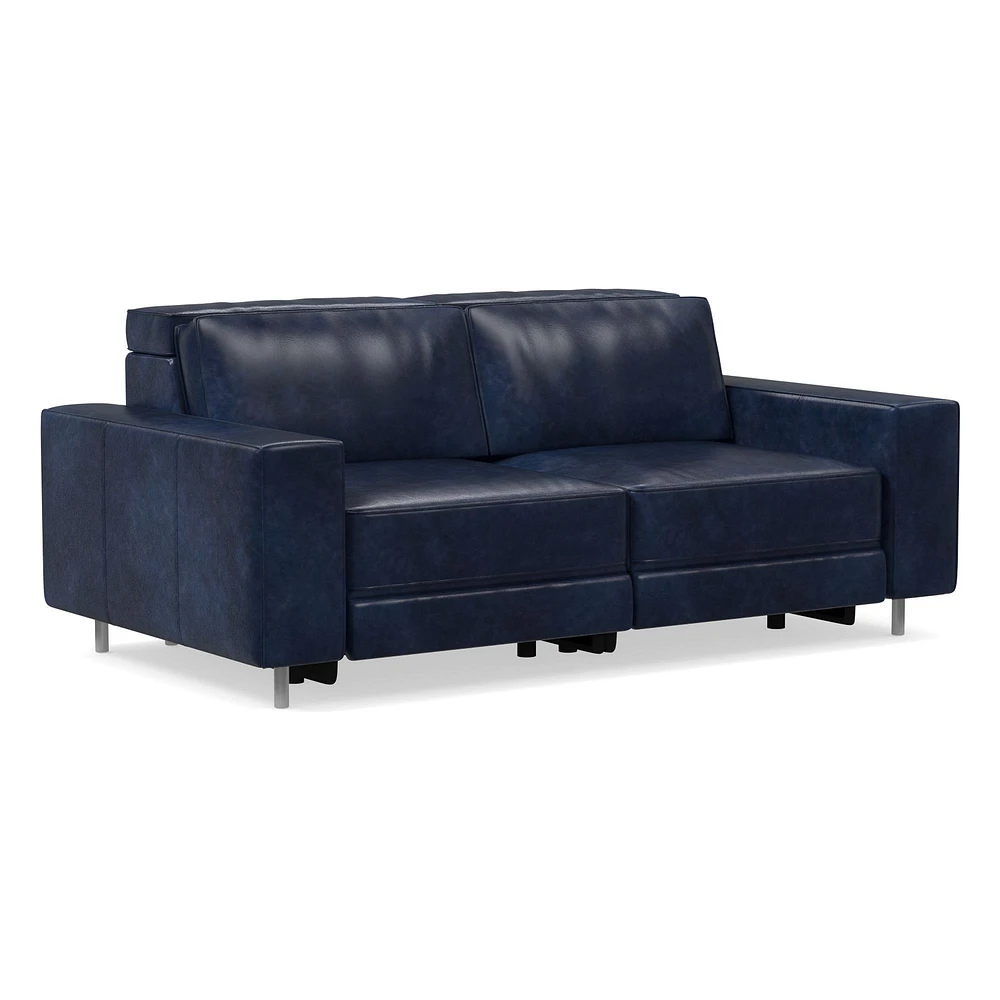 Axel Motion 78" Sofa, Saddle Leather, Nut, Dark Bronze