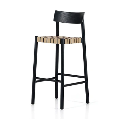 Heisler Bar Stool, Almond Leather Blend