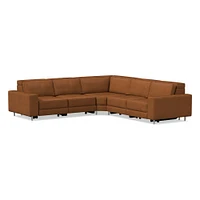 Axel Motion 119" 5-Piece Sectional, Saddle Leather, Nut, Dark Bronze