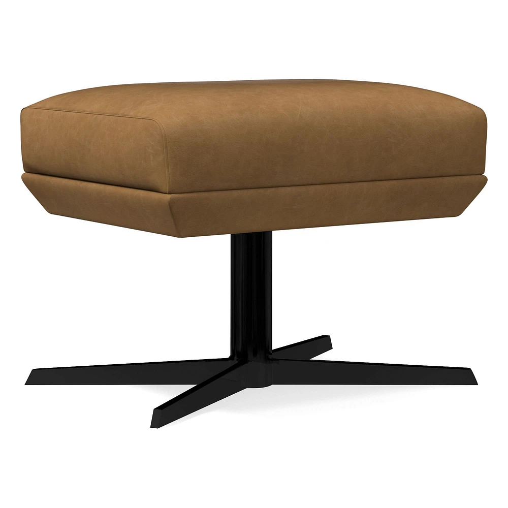 Austin Swivel Ottoman, Poly, Saddle Leather, Nut, Dark Bronze